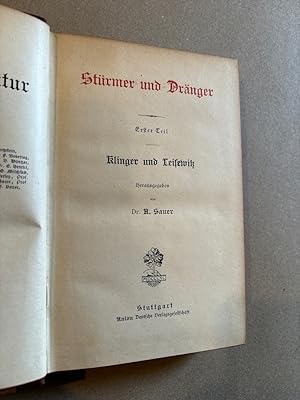 Bild des Verkufers fr Strmer Und Drnger Erster Teil Klinger Und Leisewitz zum Verkauf von ANTIQUARIAT Franke BRUDDENBOOKS