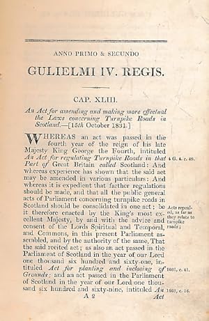 Image du vendeur pour Act of Parliament [Concerning turnpike roads in Scotland.] mis en vente par Barter Books Ltd