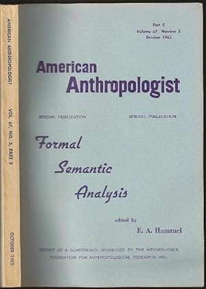 Imagen del vendedor de Formal Semantic Analysis. Americvan Anthropologist, Volume 67, Number 5, Part 2 a la venta por The Book Collector, Inc. ABAA, ILAB