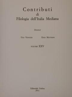 Immagine del venditore per CONTRIBUTI DI FILOLOGIA DELL'ITALIA MEDIANA. VOL. XXV (2011). venduto da EDITORIALE UMBRA SAS