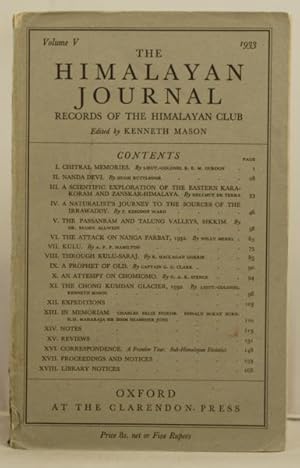 Imagen del vendedor de The Himalayan Journal records of the Himalayan club. Vol V, 1933 a la venta por Leakey's Bookshop Ltd.