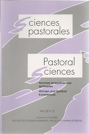Pastoral Sciences / Sciences Pastorals, Vol 22, No2, Fall 2003 Women and Spiritual Experiences