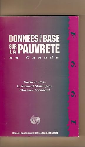 Immagine del venditore per Donnes De Base Sur La Pauvret Au Canada venduto da BYTOWN BOOKERY