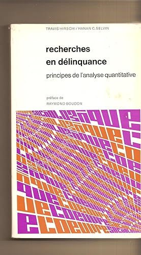 Seller image for Recherches En Delinquance Principes De L'analyse Quantitative for sale by BYTOWN BOOKERY