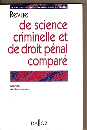 Revue De Science Criminelle Et De Droit Penal Compare Octobre-Decembre 2002