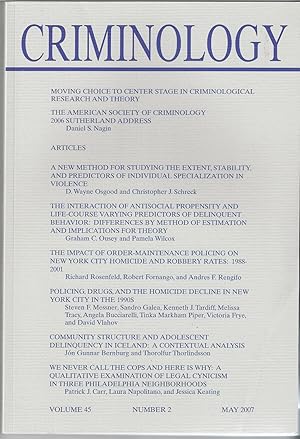 Criminology An Interdisciplinary Journal, Volume 45, Number 2, May 2007