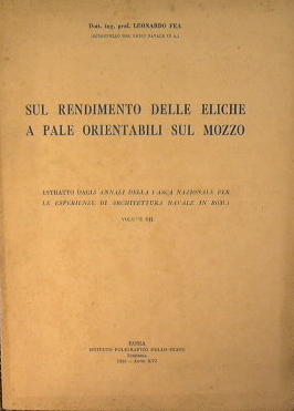 Sul rendimento delle eliche a pale orientabili sul mozzo