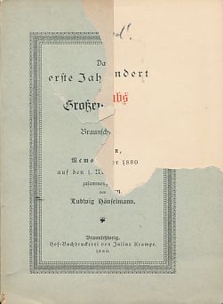 Bild des Verkufers fr Das erste Jahrhundert des Groen Clubs in Braunschweig. Memorabilien, auf den 1. November 1880. zum Verkauf von Fundus-Online GbR Borkert Schwarz Zerfa