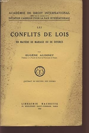 Seller image for LE CONFLIT DES LOIS EN MATIERE DE MARIAGE ET DE DIVORCE / EXTRAIT DU RECUEIL DES COURS / ACADEMIE DE DROIT INTERNATIONALE. for sale by Le-Livre