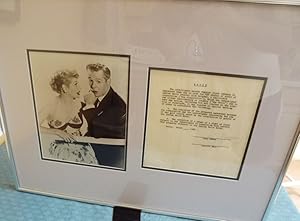 AUTOGRAPH DOCUMENT SIGNED BY BALL AND ARNAZ