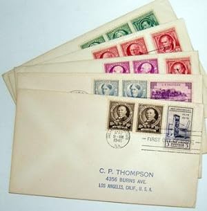 Famous American Series. (First Day Covers - Blocks of Two). Educators' Group. Horace Mann, Mark H...