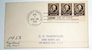 Famous American Series. (First Day Cover - strip of 3 with plate number). The Educators' Group. B...