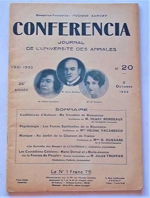 Conferencia: Journal De L'Universite Des Annales (No. 20 , 5 Octobre October 1932)