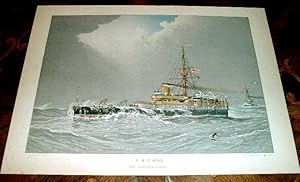 Seller image for Trs belle Lithographie couleur reprsentant le Bateau  vapeur HMS HERO par W Fred Mitchell. for sale by JOIE DE LIRE