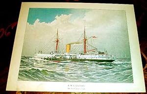 Seller image for Trs belle Lithographie couleur reprsentant le Bateau  vapeur HMS COLOSSUS par W Fred Mitchell. for sale by JOIE DE LIRE