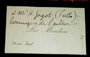 Carte de visite de Léo Mouton (1858-1948) avec 2 lignes manuscrites à M Sagot (Frollo) - Hommages...