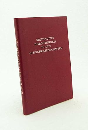 Bild des Verkufers fr Kontinuitt, Diskontinuitt in den Geisteswissenschaften / hrsg. u. eingel. von Hans Trmpy zum Verkauf von Versandantiquariat Buchegger