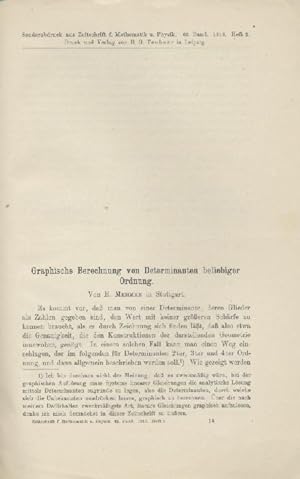 5 Sonderdrucke: 1. Analytischer Beweis d. Satzes v. Reinhold Müller über Erzeugung d. Koppelkurve...