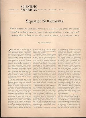 Seller image for Squatter Settlements from Scientific American Volume 217, number 4 for sale by The Book Collector, Inc. ABAA, ILAB