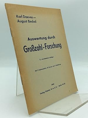 Immagine del venditore per AUSWERTUNG DURCH GROSSZAHL-FORSCHUNG venduto da Kubik Fine Books Ltd., ABAA