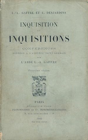 Bild des Verkufers fr Inquisition et inquisitions. Confrences donnes  l'Athne Saint Germain zum Verkauf von LIBRAIRIE GIL-ARTGIL SARL