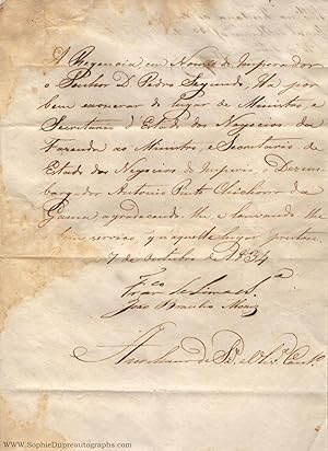 Document signed, in Portuguese with translation, (Francisco de, 1785-1853, Soldier and Politician...