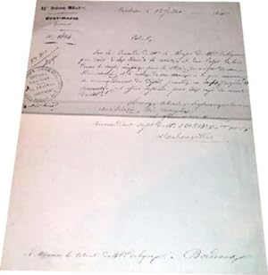 Document manuscrit à entête de la 12e Division Militaire  Etat Major Général  Signée d'Arbouvil...