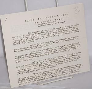 Immagine del venditore per Labor day message, 1940 venduto da Bolerium Books Inc.
