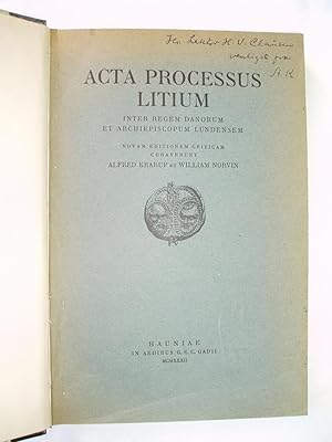 Seller image for Acta processus litium inter regem Danorum et archiepiscopum Lundensem / novam editionem criticam curaverunt Alfred Krarup .,. for sale by Expatriate Bookshop of Denmark