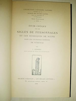 Etude critique sur les sigles des personnages et les rubriques de scène dans les anciennes éditio...