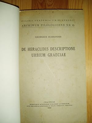 Seller image for De Heraclidis descriptione urbium Graeciae [bound together with 7 other monographs concerning classical philology, ca. 1881-1961 for sale by Expatriate Bookshop of Denmark