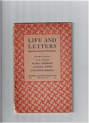 Life and Letters Volume VII No. 42 ( November )