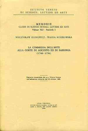 Seller image for La Commedia dell'Arte alla corte di Augusto III di Sassonia (1748-1756). for sale by FIRENZELIBRI SRL