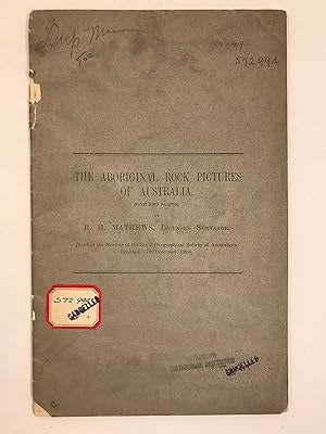 Bild des Verkufers fr The Aboriginal Rock Pictures of Australia with two plates. zum Verkauf von Old New York Book Shop, ABAA