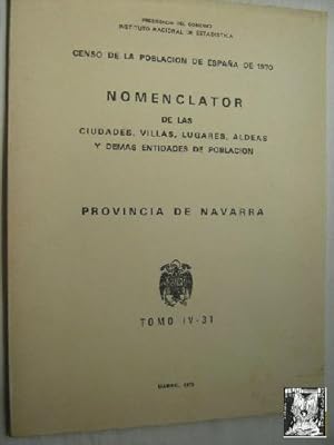 CENSO DE LA POBLACIÓN DE ESPAÑA DE 1970. PROVINCIA DE NAVARRA. Nomenclator