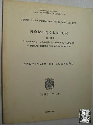 CENSO DE LA POBLACIÓN DE ESPAÑA DE 1970. PROVINCIA DE LOGROÑO. Nomenclator