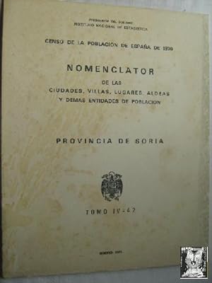 CENSO DE LA POBLACIÓN DE ESPAÑA DE 1970. PROVINCIA DE SORIA. Nomenclator