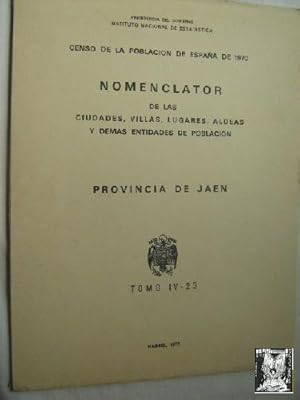 CENSO DE LA POBLACIÓN DE ESPAÑA DE 1970. PROVINCIA DE JAEN. Nomenclator