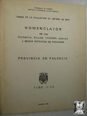 CENSO DE LA POBLACIÓN DE ESPAÑA DE 1970. PROVINCIA DE PALENCIA. Nomenclator