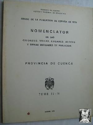 CENSO DE LA POBLACIÓN DE ESPAÑA DE 1970. PROVINCIA DE CUENCA. Nomenclator