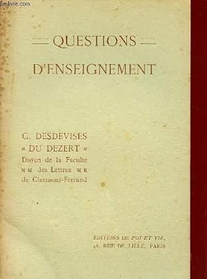 Bild des Verkufers fr QUESTIONS D'ENSEIGNEMENT. zum Verkauf von Le-Livre