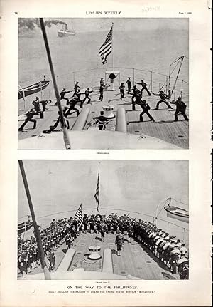 Bild des Verkufers fr PRINT: "On the Way to the Philippines". Photos.from Leslie's Weekly Newspaper, July 7, 1898 zum Verkauf von Dorley House Books, Inc.