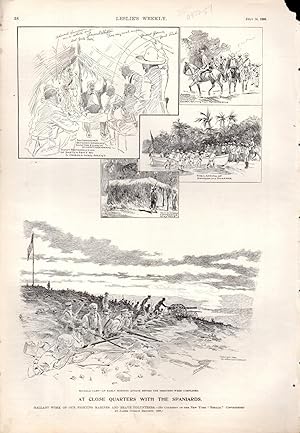 Image du vendeur pour ENGRAVING: "At Close Quarters with the Spaniards". Engraving .from Leslie's Weekly Newspaper, July 14, 1898 mis en vente par Dorley House Books, Inc.