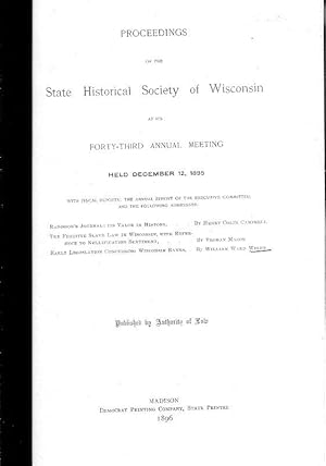 Image du vendeur pour EARLY LEGISLATION CONCERNING WISCONSIN BANKS. mis en vente par Legacy Books