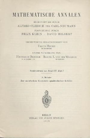 6 Sonderdrucke: 1. Über die dualen Gegensätze v. Meusnier u. Euler. 2. Zur Bestimmung d. Punktepa...