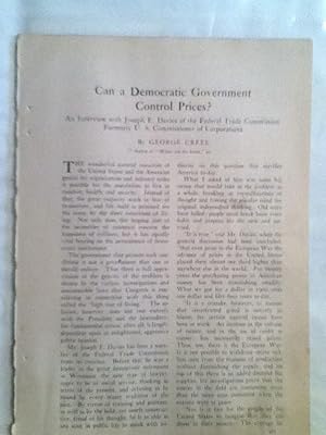 Seller image for Can A Democratic Government Control Prices: An Interview With Joseph E. Davies Of The Federal Trade Commission for sale by Legacy Books II