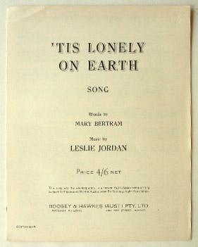 Seller image for Tis Lonely on Earth. for sale by Lost and Found Books