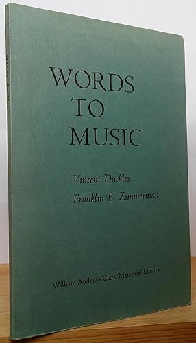 Seller image for Words to Music: Papers on English Seventeenth-Century Song Read at a Clark Library Seminar, December 1, 1965 for sale by Stephen Peterson, Bookseller