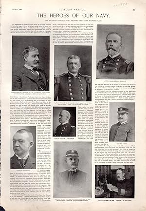 Bild des Verkufers fr PRINT: "The Heroes of Our Navy". Article & photoengraving .from Leslie's Weekly Newspaper, July 21, 1898 zum Verkauf von Dorley House Books, Inc.