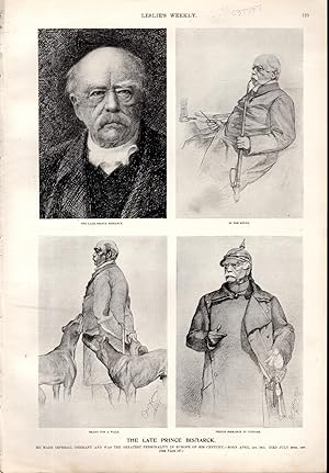 Imagen del vendedor de ENGRAVING: "The Late Prince Bismarck".engravings from Leslie's Weekly Newspaper, August 18, 1898 a la venta por Dorley House Books, Inc.